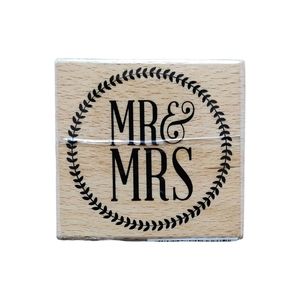 Mr. and Mrs. Wood and Rubber Wedding Stamp